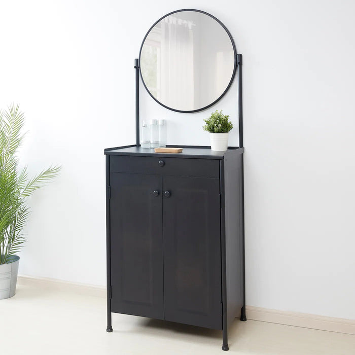 KORNSJO cabinet with mirror, black, 70x47 cm