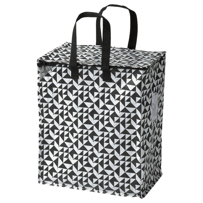 KNALLA Bag, black/white 40x25x47 cm/47 l