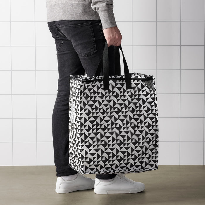 KNALLA Bag, black/white 40x25x47 cm/47 l