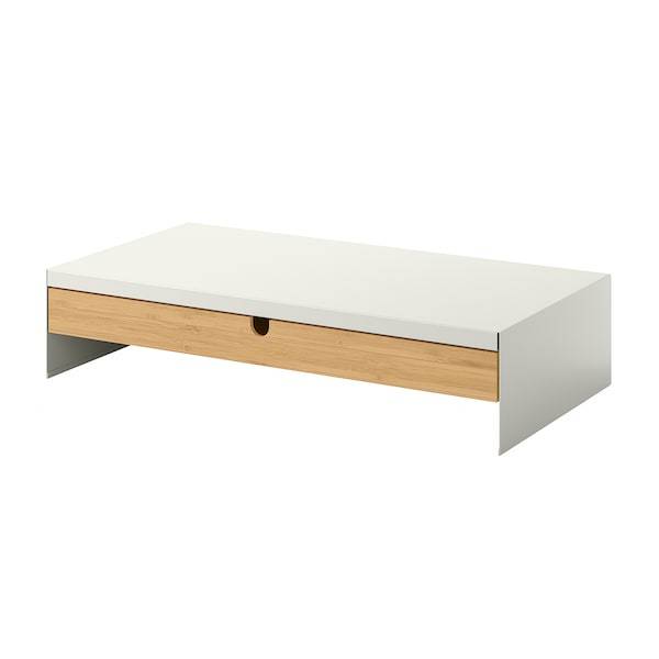 ELLOVEN monitor stand with drawer, white