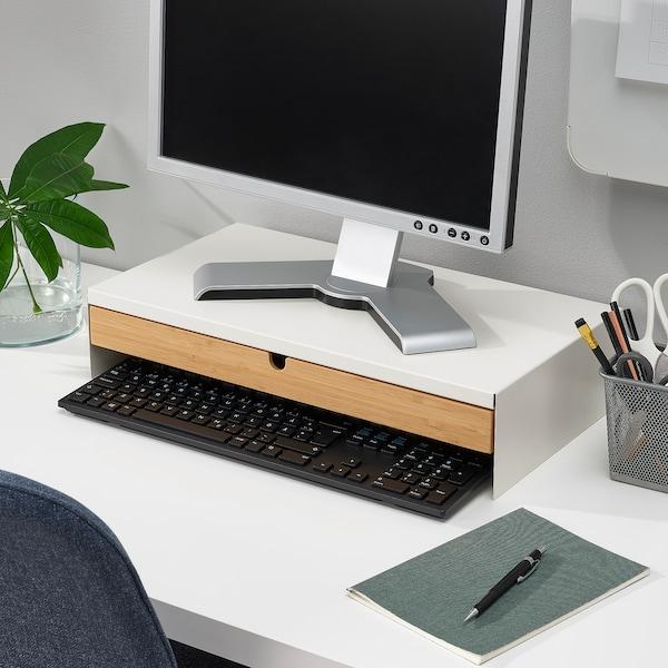 ELLOVEN monitor stand with drawer, white