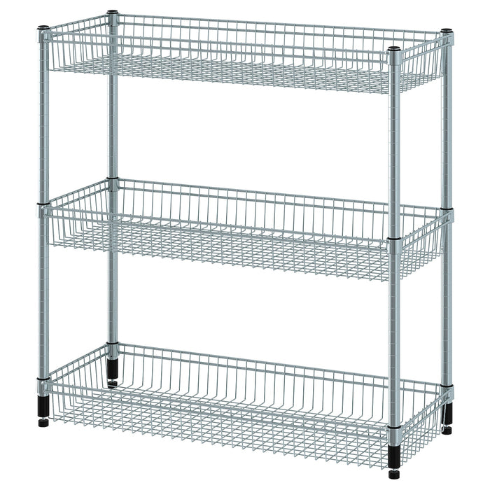 OMAR Shelving unit with 3 baskets, galvanised, 92x36x94 cm, 80483080