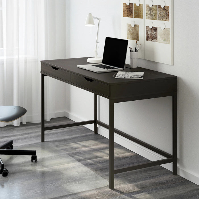 ALEX Desk, black-brown 132x58 cm