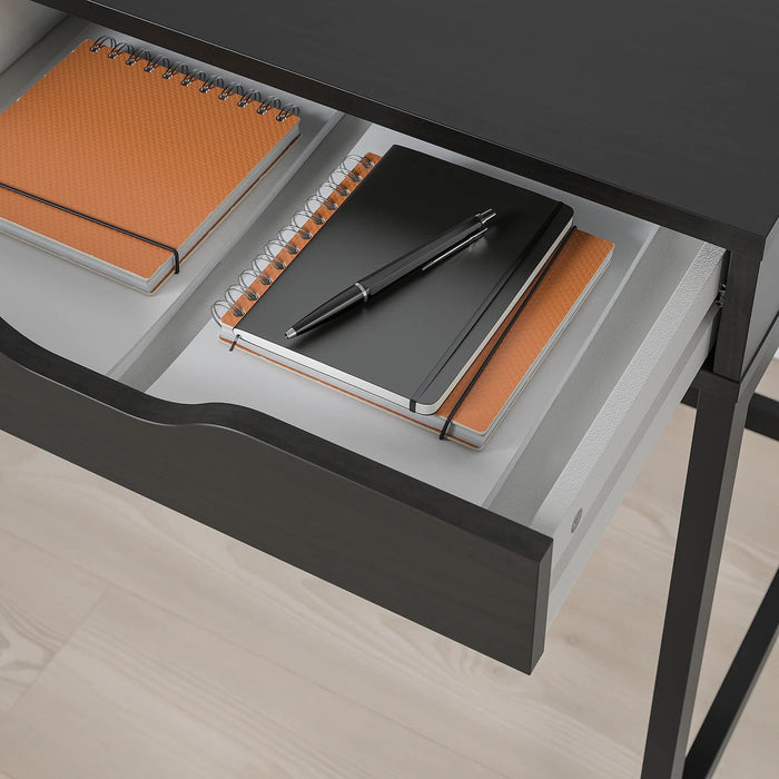 ALEX Desk, black-brown 132x58 cm