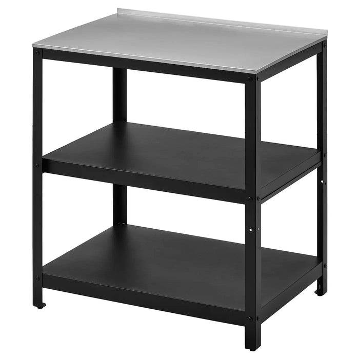 GRILLSKAR Kitchen island shelf unit, black/stainless steel outdoor, 86x61 cm