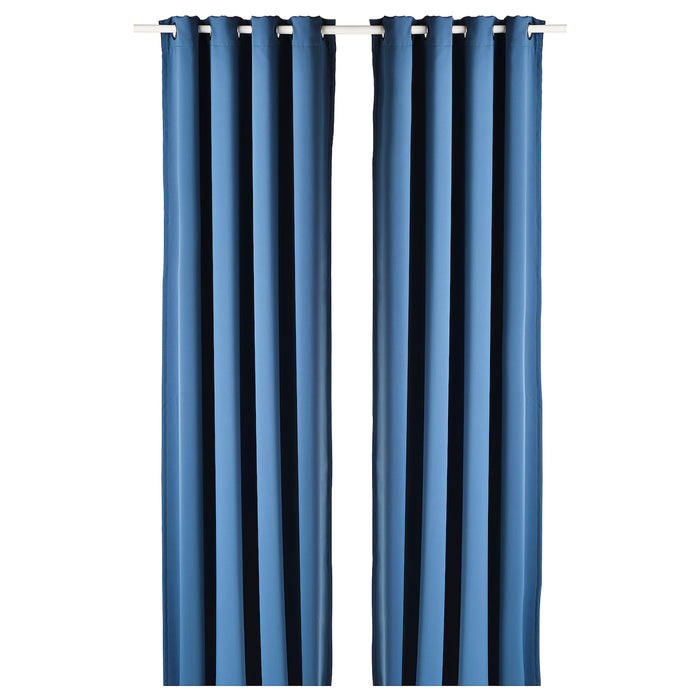 HILLEBORG Room darkening curtains, 1 pair, blue, 145x250 cm