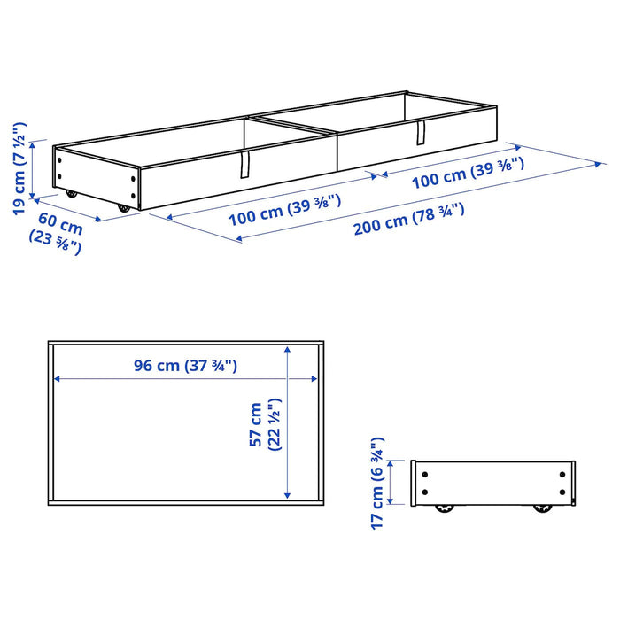 GLADSTAD Upholstered bed storage box, Kabusa light grey, 200 cm