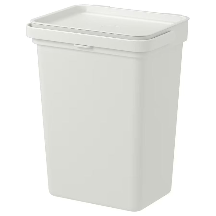 HALLBAR Bin with lid, light grey, 10 l