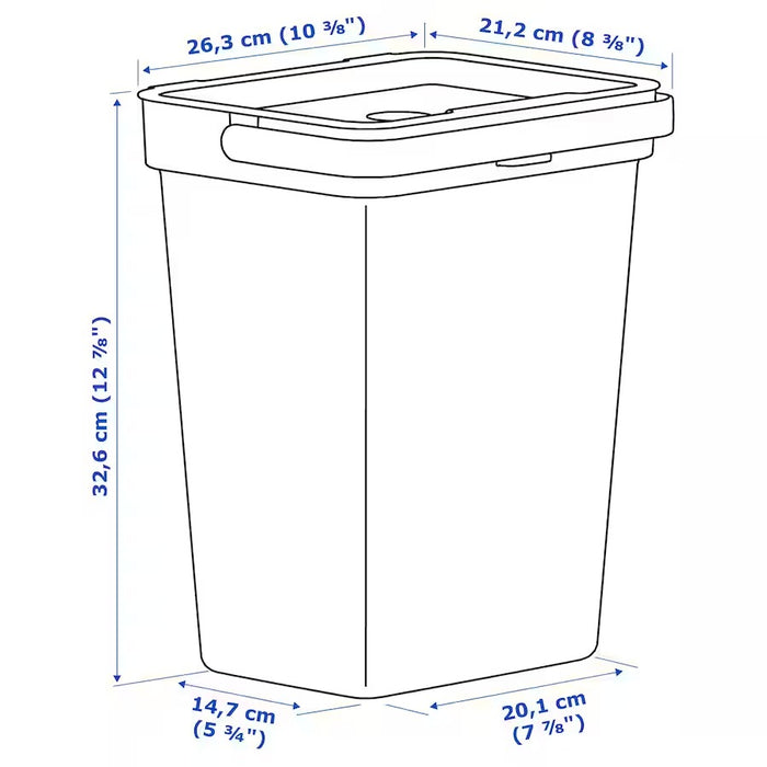 HALLBAR Bin with lid, light grey, 10 l