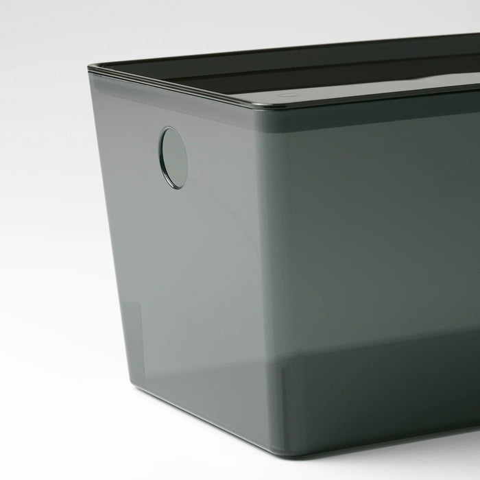 KUGGIS Box with lid, transparent black 18x26x15 cm