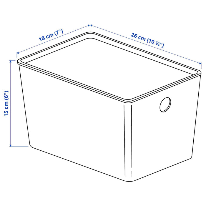 KUGGIS Box with lid, transparent black 18x26x15 cm