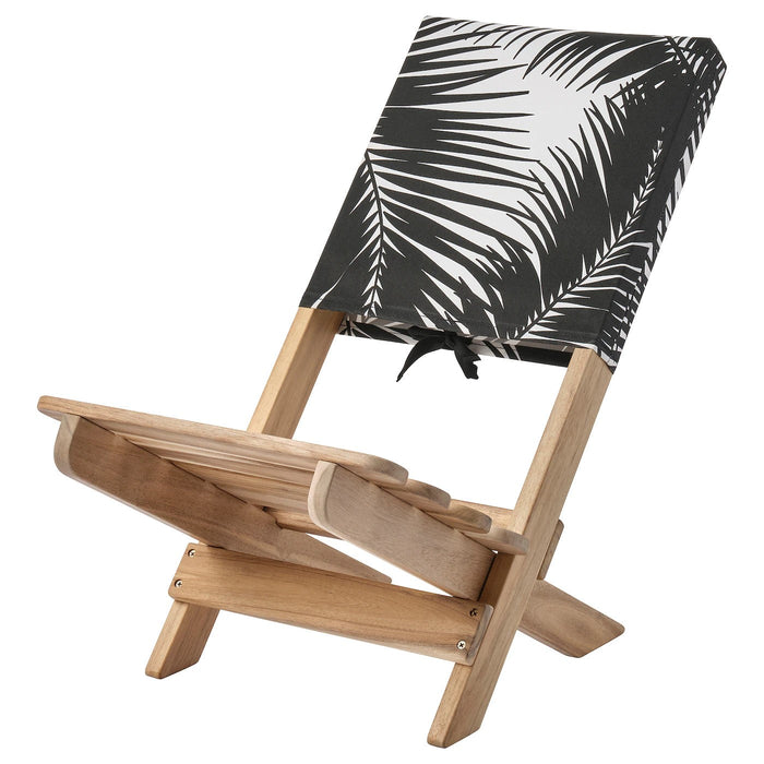 KASEBERGA Beach chair, outdoor acacia/black white