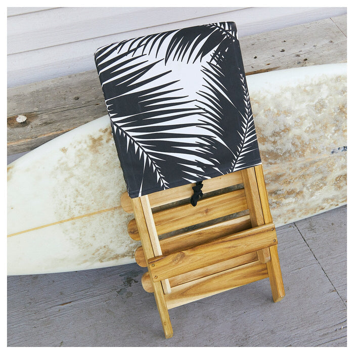 KASEBERGA Beach chair, outdoor acacia/black white