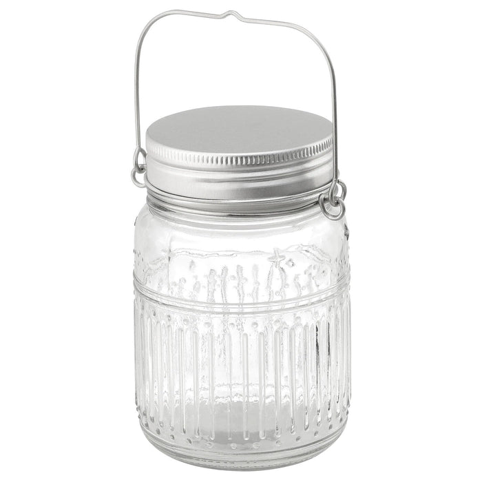 SOLVINDEN LED decoration lighting, table, outdoor battery-operated/jar clear 13 cm