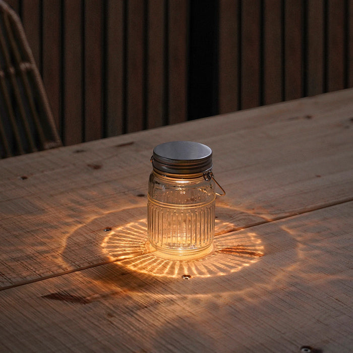 SOLVINDEN LED decoration lighting, table, outdoor battery-operated/jar clear 13 cm