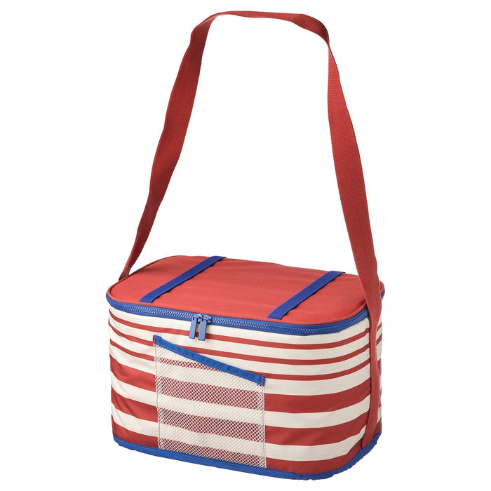 SOMMARFLADER Cooling bag, striped red/light beige 38x26x22 cm