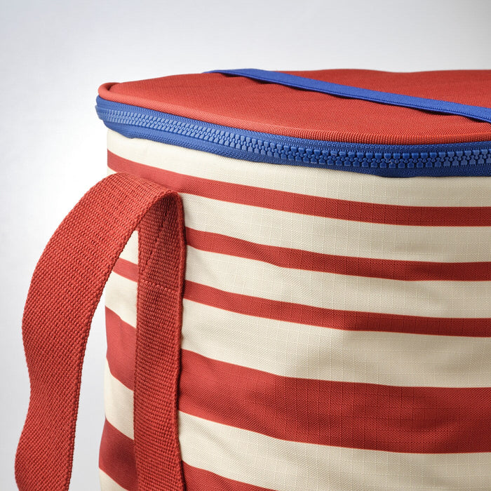 SOMMARFLADER Cooling bag, striped red/light beige 38x26x22 cm