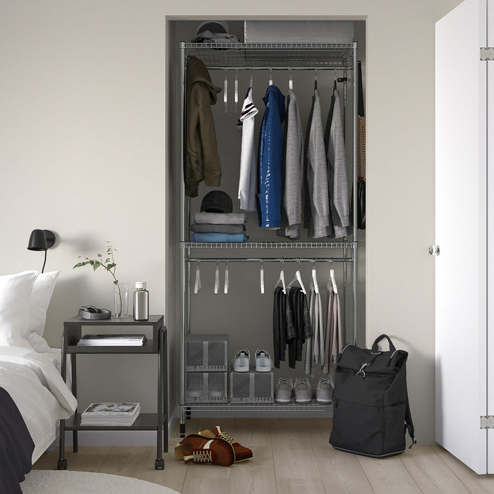 OMAR Shelving unit with clothes rail, galvanised, 92x50x201 cm, 80530977