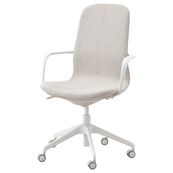 LANGFJALL Conference chair with armrests, Gunnared beige/white