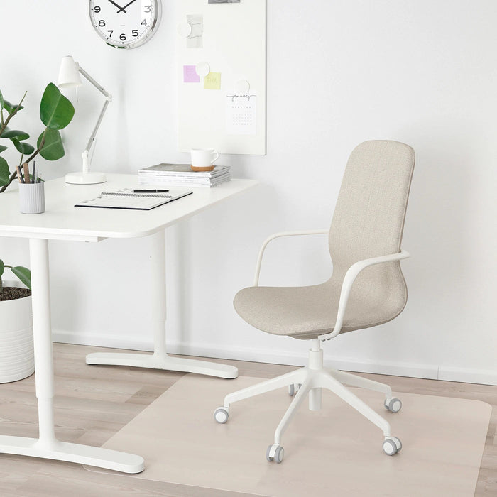 LANGFJALL Conference chair with armrests, Gunnared beige/white