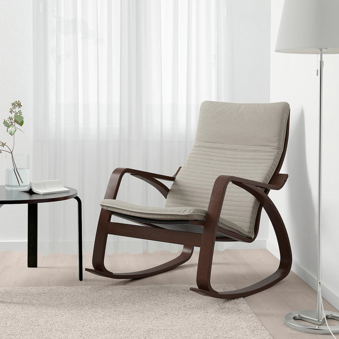 POANG Rocking-chair, brown/Knisa light beige