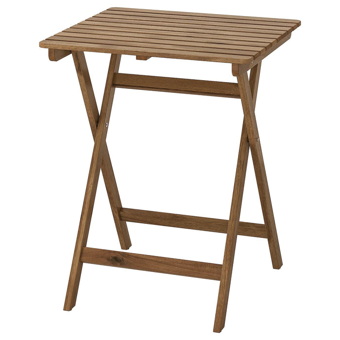 ASKHOLMEN Table, outdoor, foldable light brown stained 60x62 cm