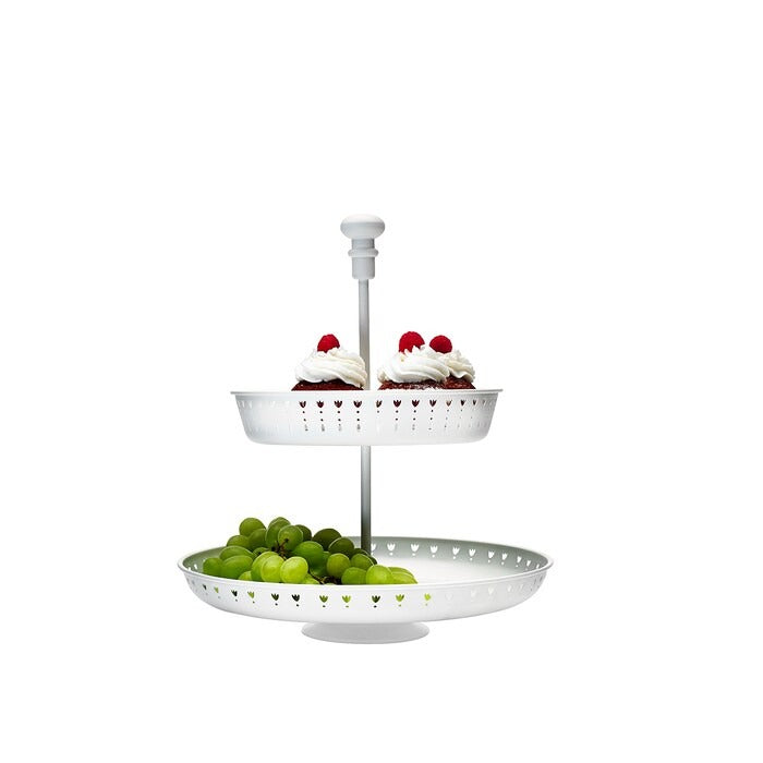 GARNERA serving stand, two tiers, white