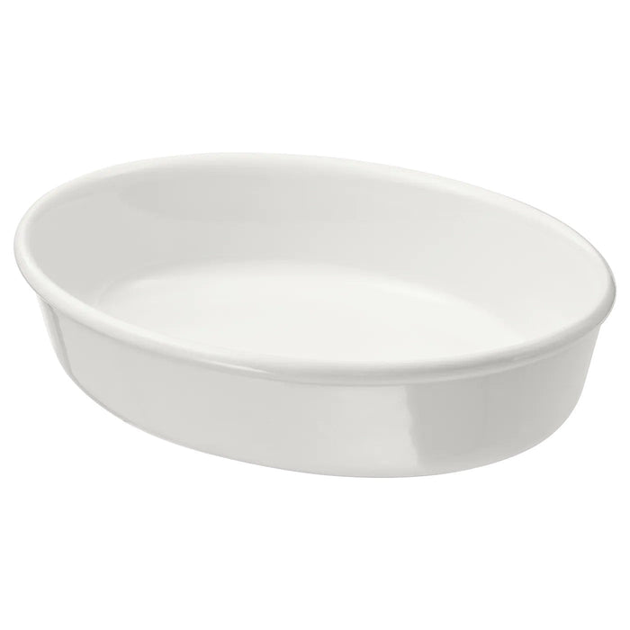 VARDAGEN Oven dish, oval/off-white, 26x21 cm