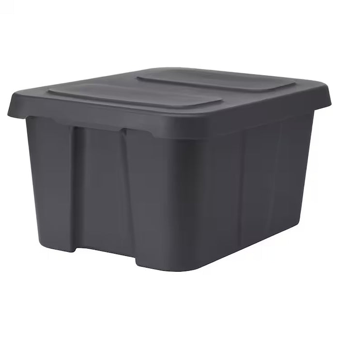 KLAMTARE Box with lid, in/outdoor, dark grey, 58x45x30 cm