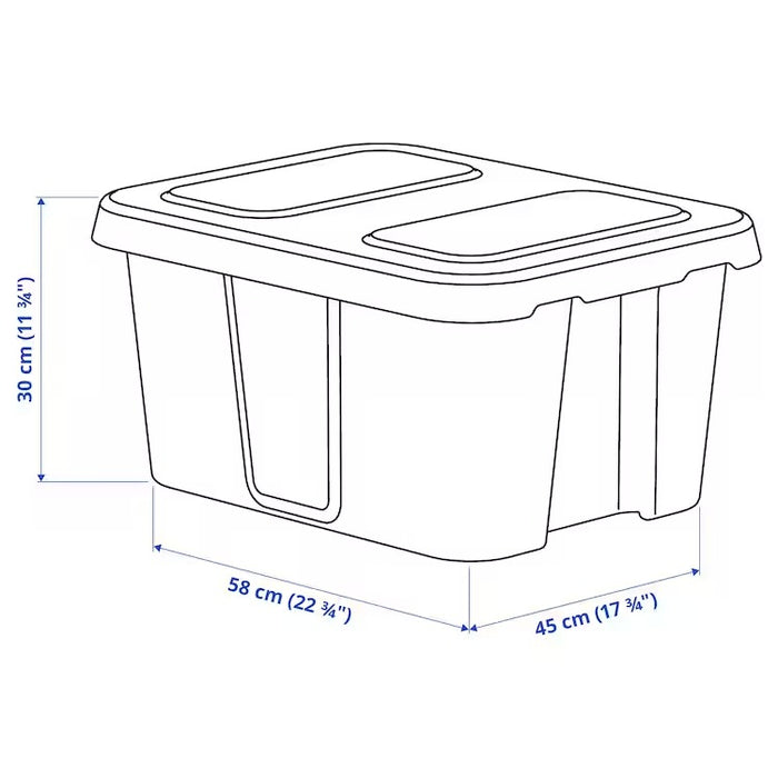 KLAMTARE Box with lid, in/outdoor, dark grey, 58x45x30 cm