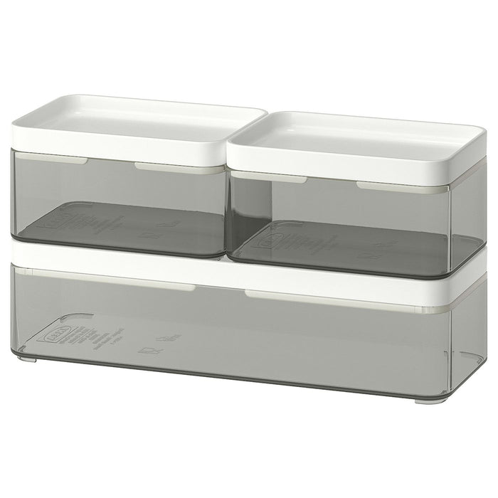 BROGRUND Box, set of 3, transparent grey/white