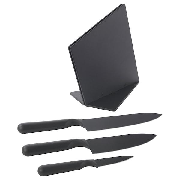 JAMFORA Knife block with 3 knifes, black