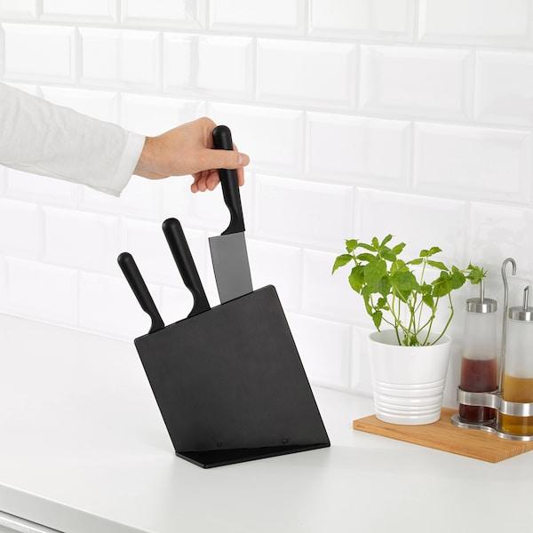 JAMFORA Knife block with 3 knifes, black