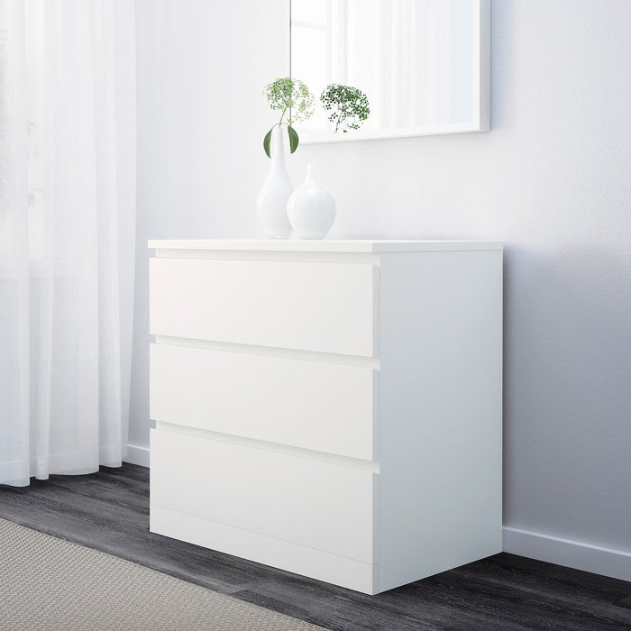 MALM Chest of 3 drawers, white 80x78 cm