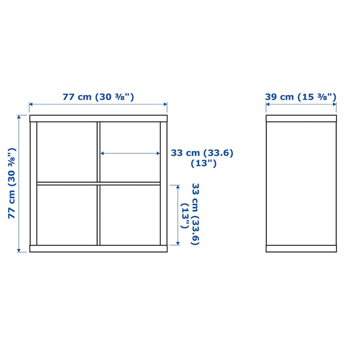 KALLAX Shelving unit, white stained oak effect, 77x77 cm