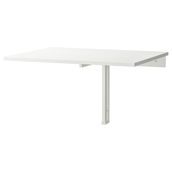 NORBERG Wall-mounted drop-leaf table, white 74x60 cm