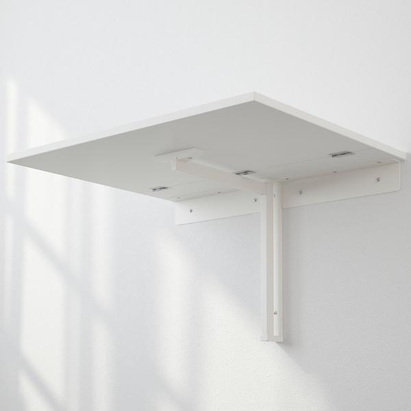 NORBERG Wall-mounted drop-leaf table, white 74x60 cm