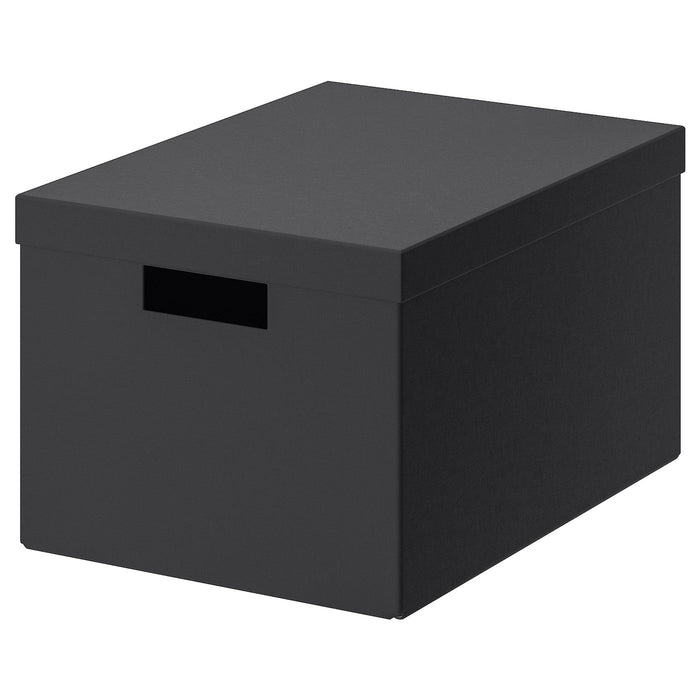 TJENA Storage box with lid, black 25x35x20 cm