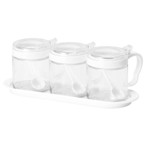 BARKORG spice jar, glass/plastic, 36 cl 3 pieces