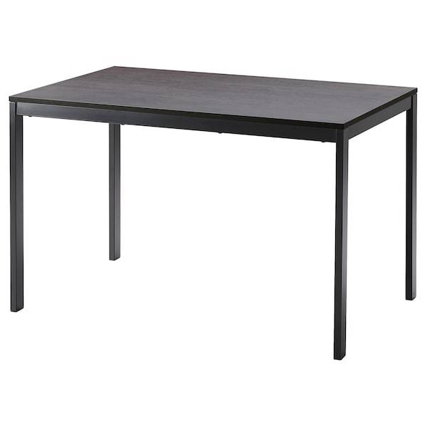 VANGSTA Extendable table, black/dark brown 120/180x75 cm