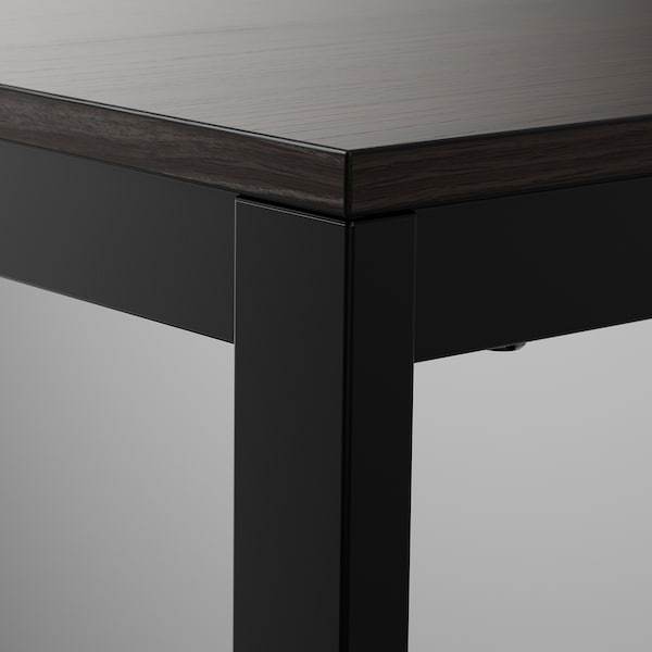 VANGSTA Extendable table, black/dark brown 120/180x75 cm