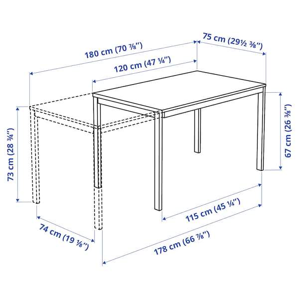 VANGSTA Extendable table, black/dark brown 120/180x75 cm