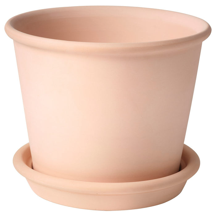 MUSKOTBLOMMA Plant pot with saucer, in/outdoor terracotta 15 cm