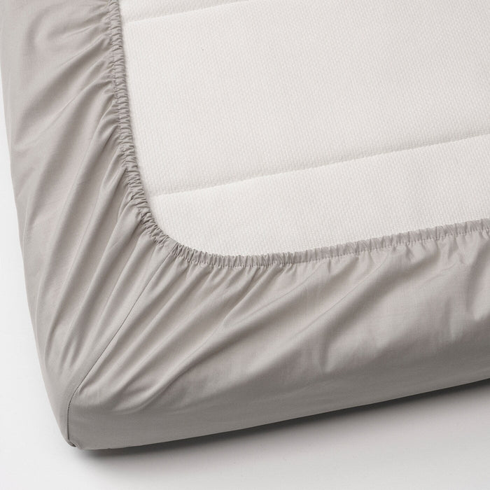 LENAST Fitted sheet for cot, white/grey, 60x120 cm