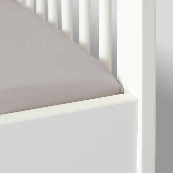 LENAST Fitted sheet for cot, white/grey, 60x120 cm