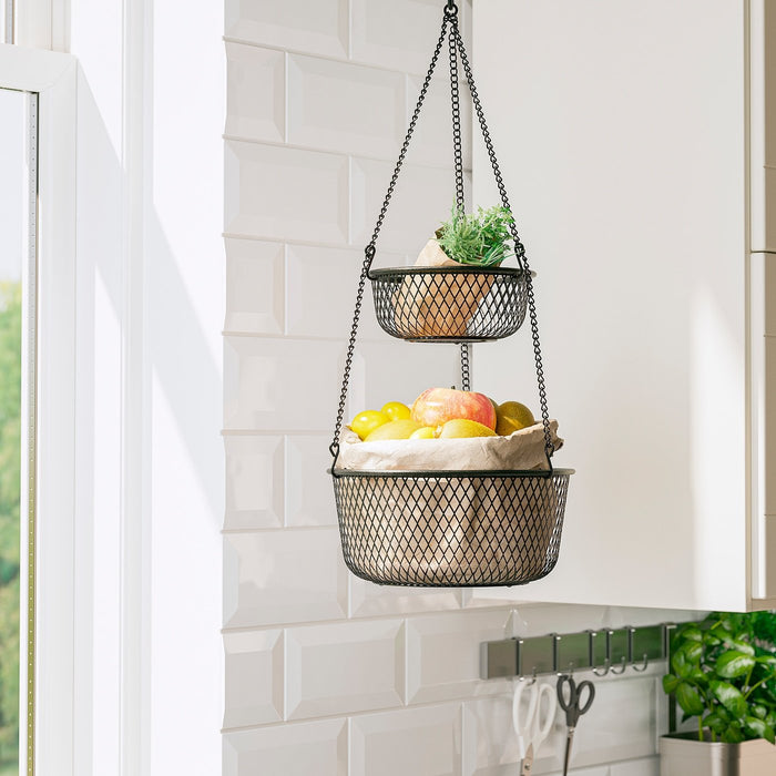 VADHOLMA Hanging storage, black/mesh25x63 cm