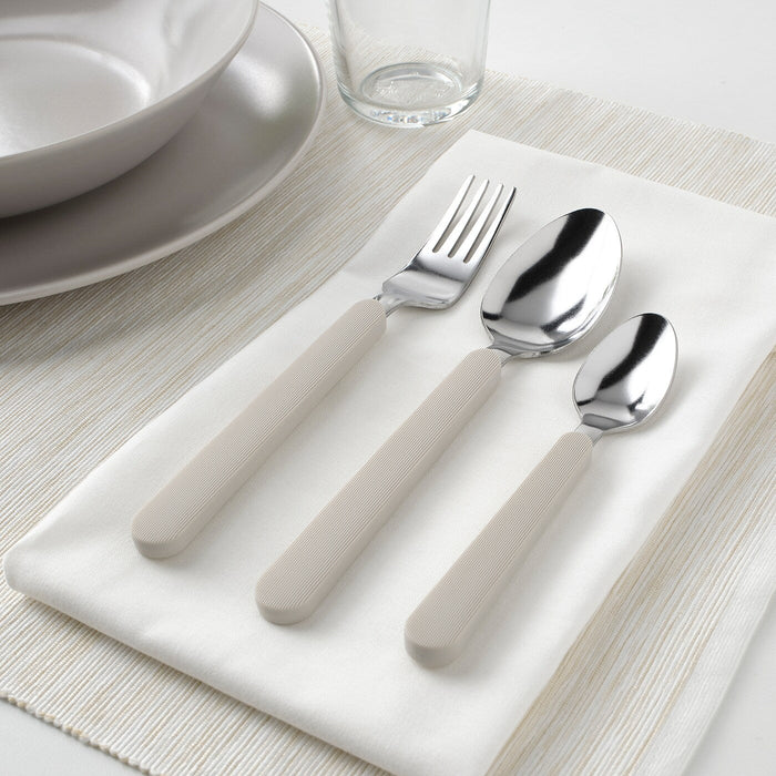 UPPHOJD 12-piece cutlery set, beige