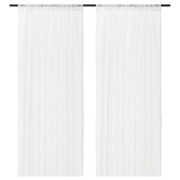 IRMALI Sheer curtains, 1 pair, white dots 145x250 cm