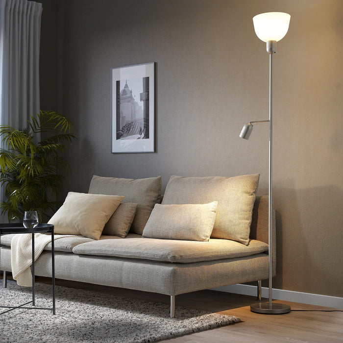 HEKTOGRAM Floor uplighter/reading lamp, silver-colour/white