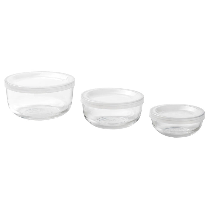 BESTAMMA Food container with lid, set of 3, glass, 90495761